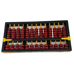 Vintage Lotus-Flower Brand Chinese Abacus Wooden Beads Black Frame 7 1/2" x 5"